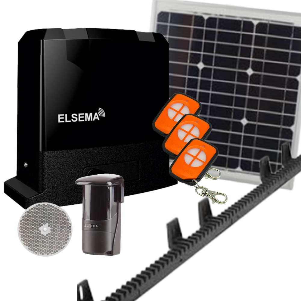 Elsema ELSEMA IS900SOLAR SLIDING GATE KIT WITH SOLAR CHARGER AND BATTERY ...